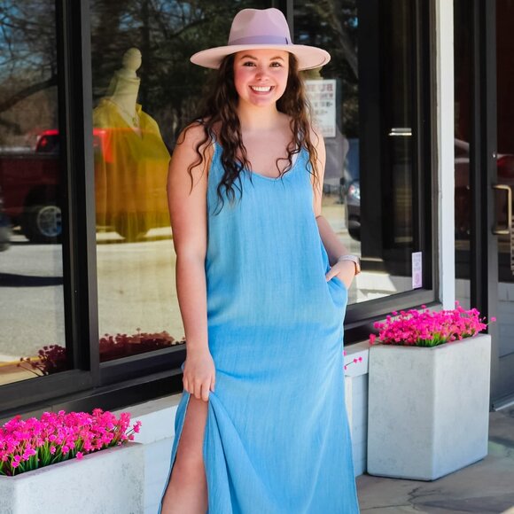 Chambray Maxi Dress - Picture 1 of 2